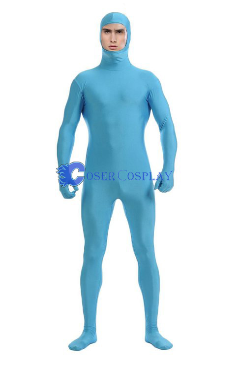 Open Face Lycra Spandex Zentai Sky Blue